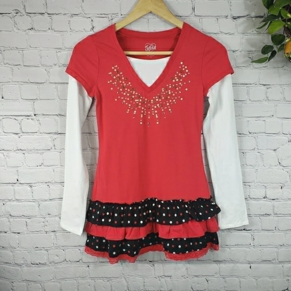 JUSTICE Long Sleeve Ruffled Top Size 12